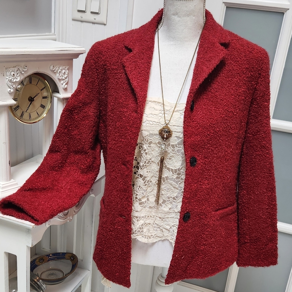 ANN TAYLOR Boucle Wool Blend Blazer Blazer Jacket Size 8 Like New EUC